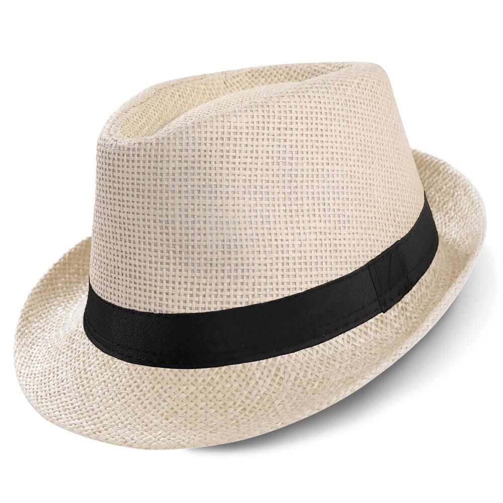 6175 Straw Trilby Fedora Hat -1920s Felt Panama Hat Short Brim Summer Cap